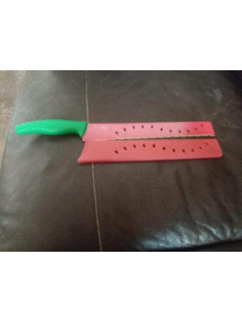 Kuhn Rikon Switzerland Watermelon Melon Serrated  11" Blade Knife W/ Sheath EUC
